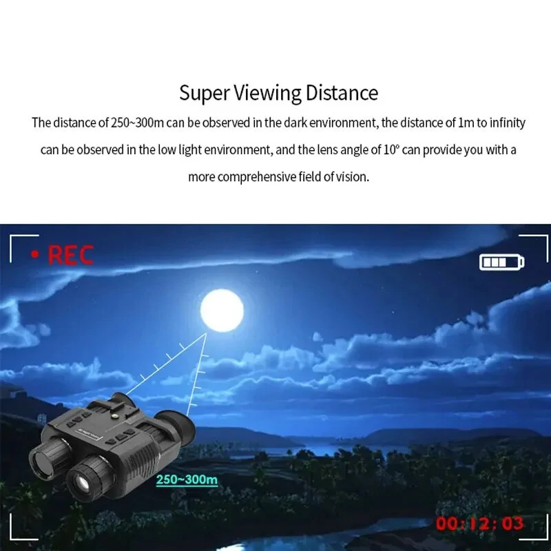 (image for) NV8000 3D Night Vision Binoculars Goggles Infrared Digital Head Mount Built-in Battery Rechargeable Camping Equipment